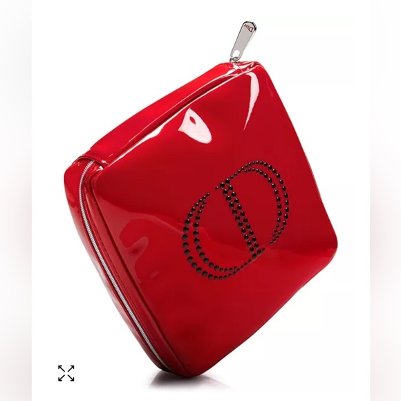 NEW Christian Dior Studded CD Logo Red Cosmetic Bag in Box - Picture 3 of 6